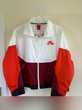 Nike Air Colorblock Windbreaker - White, Red, Burgundy #AH7630-100 Sz M Women